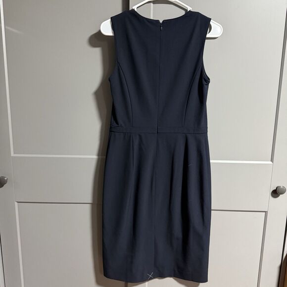 NWT Ann Taylor Business Sleeveless Knee Length Round Neck Dress Navy Blue Size 0 - Picture 4 of 7